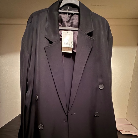 COS Oversized Black Draped Double-Breasted Blazer - Size Small/Medium/Large - Picture 7 of 12